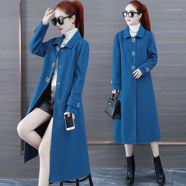 

women's wool & blends female long double cashmere coat dust in europe and the cloth 2021 women's clothing woolen cloth1, Black