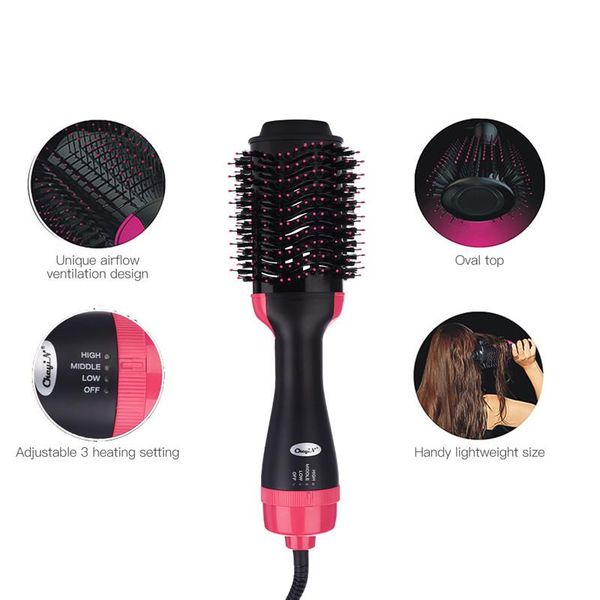 

2in1 multifunctional hair dryer rotating air styling brush roller negative ion styler comb styling straightner curling iron h bbyjua