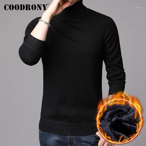 

coodrony brand winter sweater men pull homme with thick warm liner turtleneck sweaters pullover men clothes jersey hombre 911211, White;black
