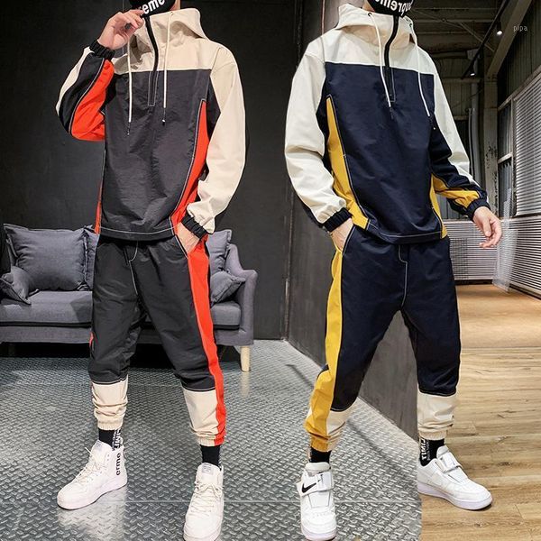 

2020 tracksuit men fashion hoodie+sweatpants teengers sports suits student casual sweatsuits autumn jogging men patchwork sets1, Gray