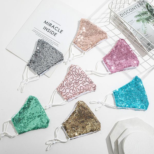 

sequin glitter face mouth cover mask fashion washable bling anti-dust soft outdoor women girl cycling masks 4266foutletmdam