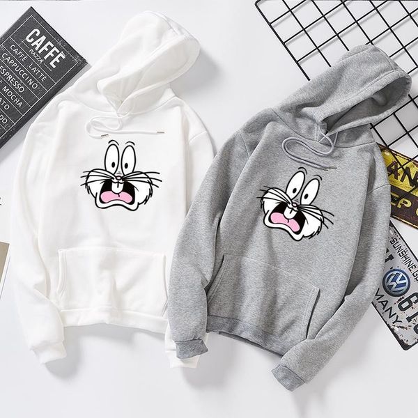 

winter harajuku couple sweatshirt cute cartoon print ladies hoodie korean fashion street women pullover hoodie 201126, Black
