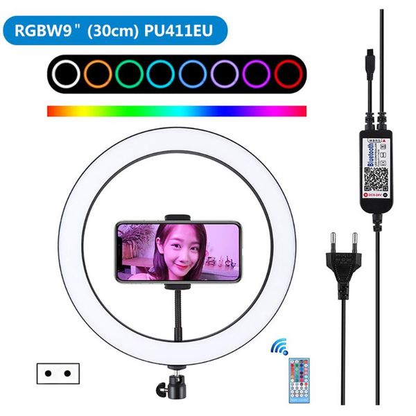 

9inch with stand led ring light abs remote control live broadcast home dimmable studio phone holder pgraphic rgb selfie app