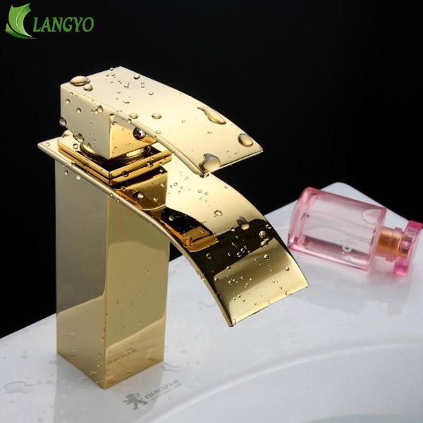

and cold mixers contemporary waterfall gold bathroom faucet single handle single hole bbrass basin tap lt 503k wmtcyw