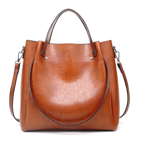 

масляный воск из кожи ковша сумка европейские и американские модные дамы сумочка масла кожаная женская сумка большая плечевая посылка