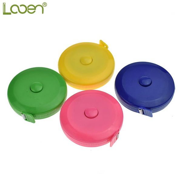 

looen 1pc plastic round tape measure portable travel home mini tape measure ruler sewing tools inch/centimeter send random color, Black