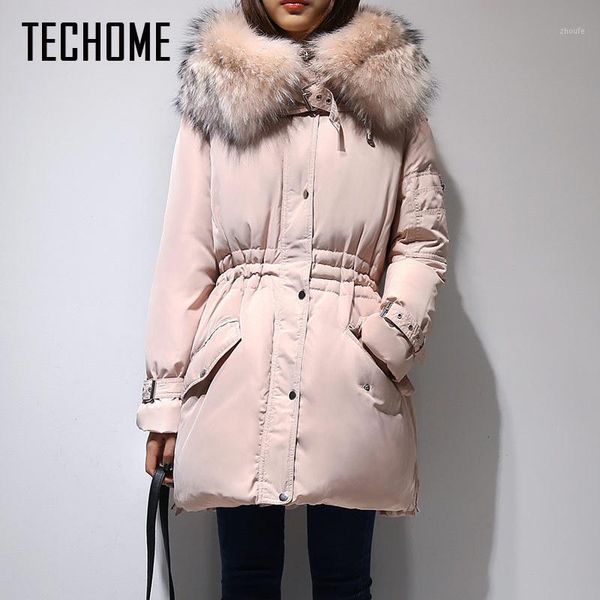 

2017 winter jacket parkas for women coat fashion female down jacket with hoodies large faux fur collar brand down coat size xxl1, Black