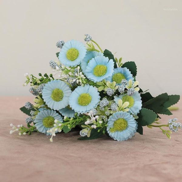 

12 heads artificial flowers daisy bouquet for garden for weddings home decorations1