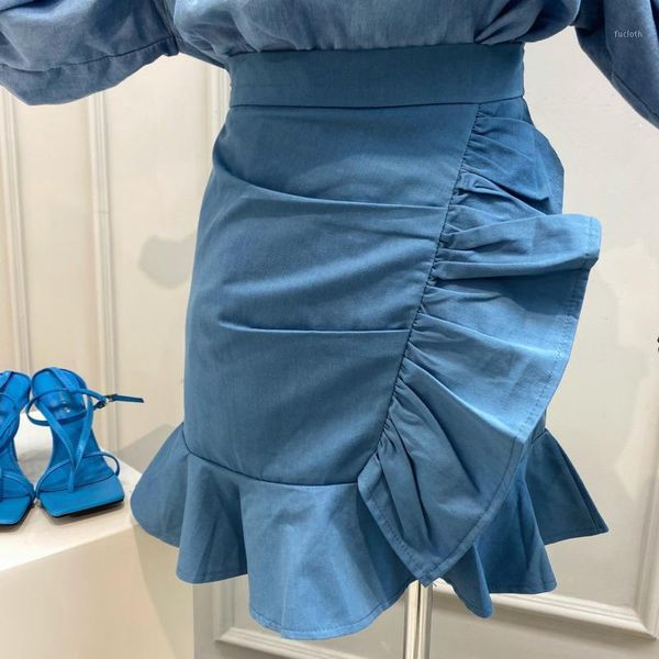 

ewq]2020 summer new irregular ruffled skirt korean style high waist all-match ladies casual skirts elegant faldas 3 color qv4381, Black