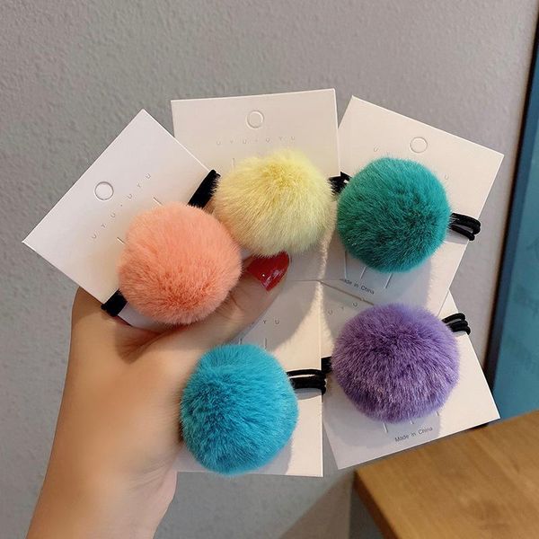 

cute pom ball elastic hair bands ponytail holder for women girl pompom rubber ropes gums scrunchies headwear hair accessories h wmttlu