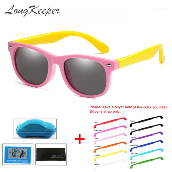 

longkeeper kids polarized sunglasses with silicone strap tr90 boys girls sun glasses safety glasses gift for children uv4001, White;black