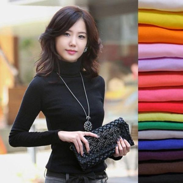 

2021 high elastic quality fashion autumn winter sweater women solid wool turtleneck pullovers long sleeve big size women clothing 869, White;black