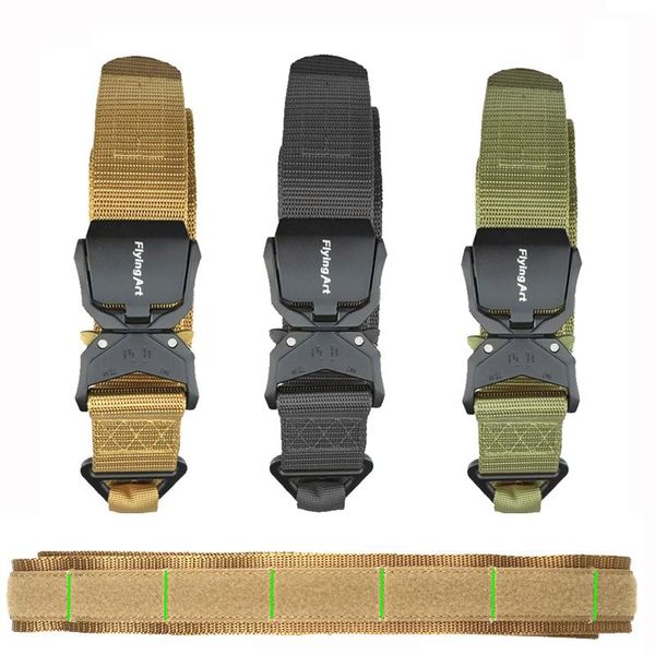 

nylon belt multifunctional tactical waist belt mille army war battle gear outdoor hunting alloy buckle, Black;gray