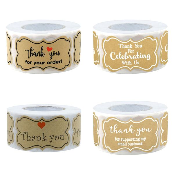 

kraft paper tags thank you adhesive stickers seal labels diy christmas gift box business wedding decoration