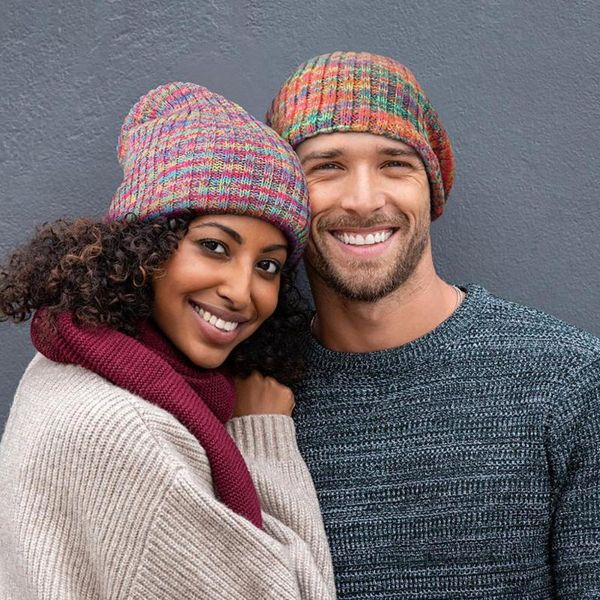 

1pc gorro invierno para mujer 2020 europe and the united states autumn and winter mixed color knitted woolen hat mutsen dames, Blue;gray
