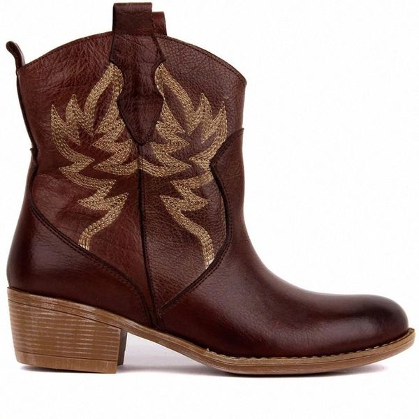 

pu embroidered women boots ankle boots motorcycle female autumn winter shoes woman punk motorcycle #zn8e, Black