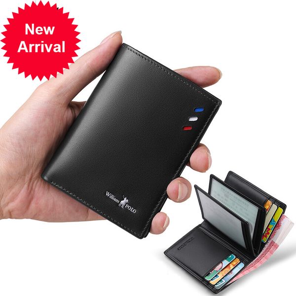 

genuine leather small holder of ultra-thin short men's credit card multi-card mini male fine currency wallet, Red;black