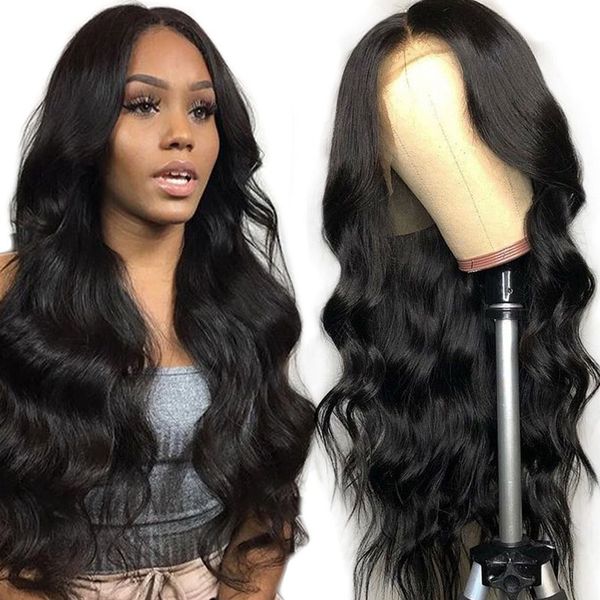 

13x4/4x4 brazilian body wave wig 150% pre plucked lace front 4x4 lace closure wig body wave human hair wig for women, Black;brown