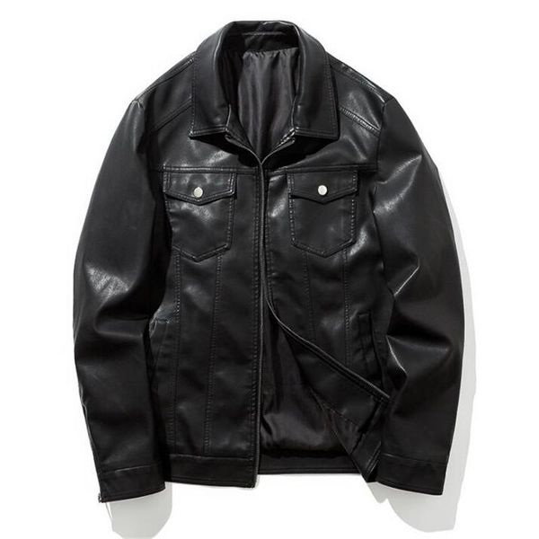 

new men's youth leisure leather garment men's locomotive coat self-cultivation korean handsome pu leather jacket, Black