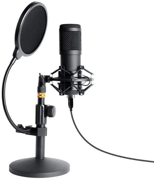 USB-PC-Mikrofon, professionelles 192-kHz/24-Bit-Studio-Kondensatormikrofon-Set mit Nierencharakteristik und Soundkarte, Boom-Arm-Stoßdämpfer-Pop-Filter