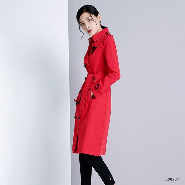 

women's trench coats women 2021 spring autumn clothing solid color lady long windbreak double breasted slim coat with belt outwear, Tan;black