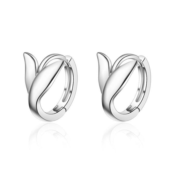 

hoop & huggie everoyal trendy rose gold fish tail earrings for girls jewelry fashion 925 sterling silver women party accessories lady, Golden;silver