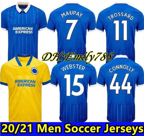 

20 21 hove albion soccer jerseys maupay lallana dunk hove albion connolly trossard, Black;yellow