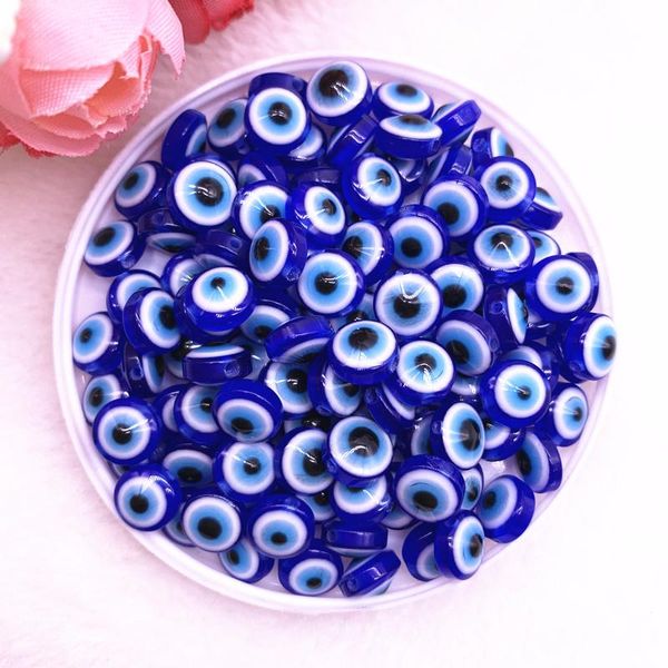 

new 50pcs 8/10mm oval beads evil eye resin spacer beads for jewelry making diy bracelet beads #01 wmtort