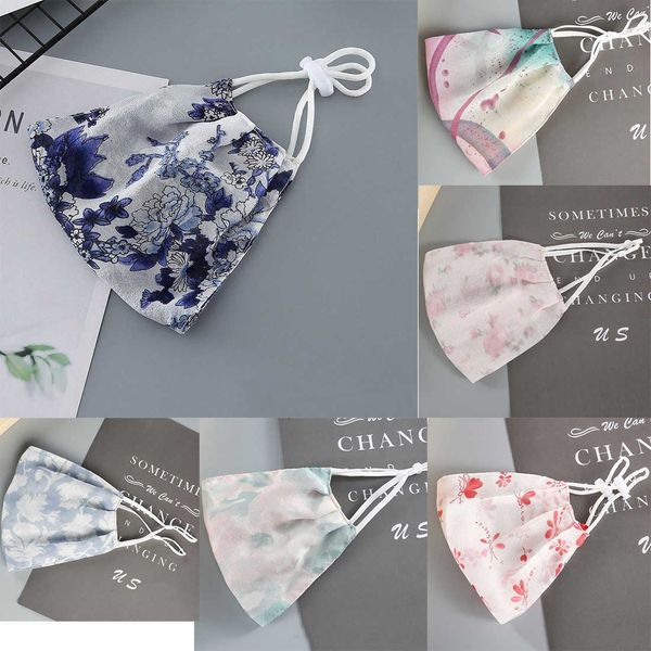 

breathable ice designer luxury fashion flower light silk face mask party washable reusable dust windproof protect j327