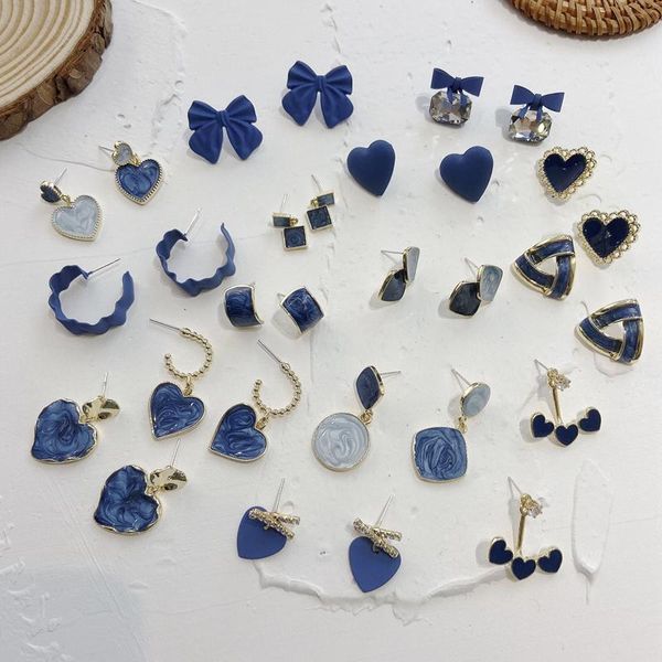 

мода оптом военно-морская глазурь геометрические серьги сердца серьги для женщин девушки vintage party pendientes ювелирные изделия подарок, Silver