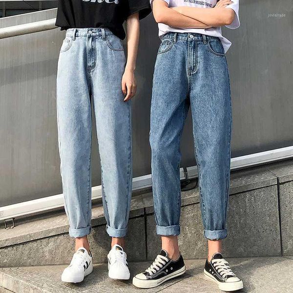 

women's jeans boyfriend denim women high elastic waist vintage streetwear pants cotton loose casual long trousers harajuku x2411, Blue