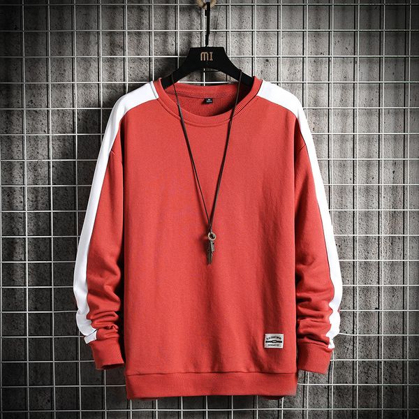 

mens sweatshirt side stripe autumn men pullover hoodies o-neck fashion male polyester kg-346, Black