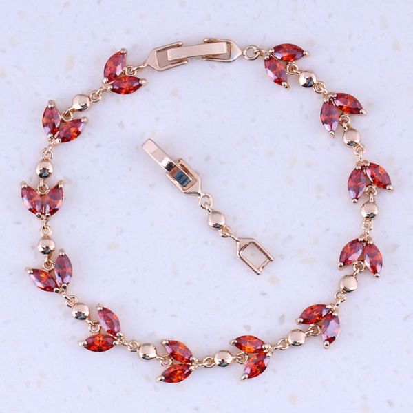 

link, chain luxurious deep red crystal yellow gold color charm bracelets for women wedding party fashion jewelry gift box b0010, Black