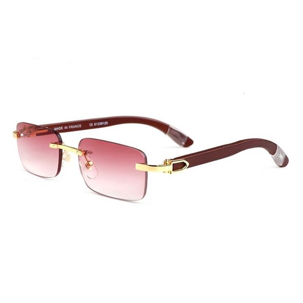 

mens sunglasses wood natural fashion sports rimless glasses metal frame buffalo horn sun glasses black pink lenses gold silver oculos, White;black