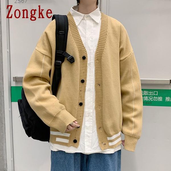 

zongke v-образным вырезом повседневная кардиган мужская одежда зимний трикотажный кардиганский свитер мужские пальто свитер мода м-2xl 2020, White;black