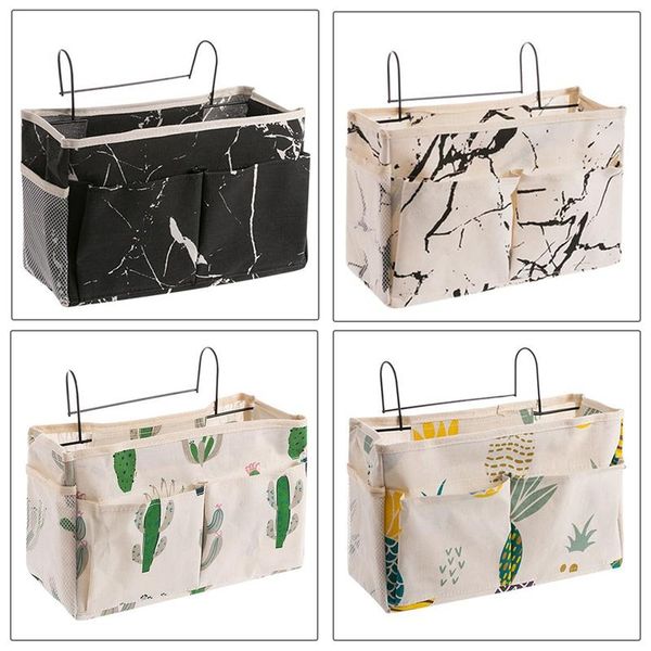 

cosmetic wtorage bag lattice hanging storage bag bedside storage organizer with hook bed pocket