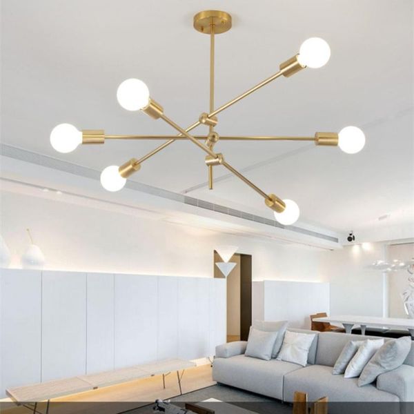 

nordic wrought iron chandelier modern electroplating copper geometric line lighting fixture bedroom dining room suspension light