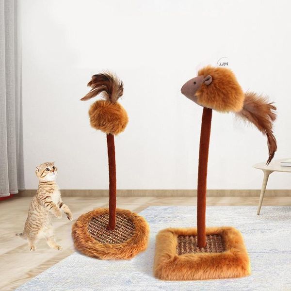 

cat toys scratch board with feather teaser spring sound interactive toy for pet