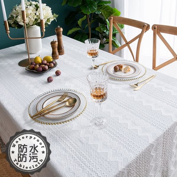 

white waterproof lace square cotton tablecloth