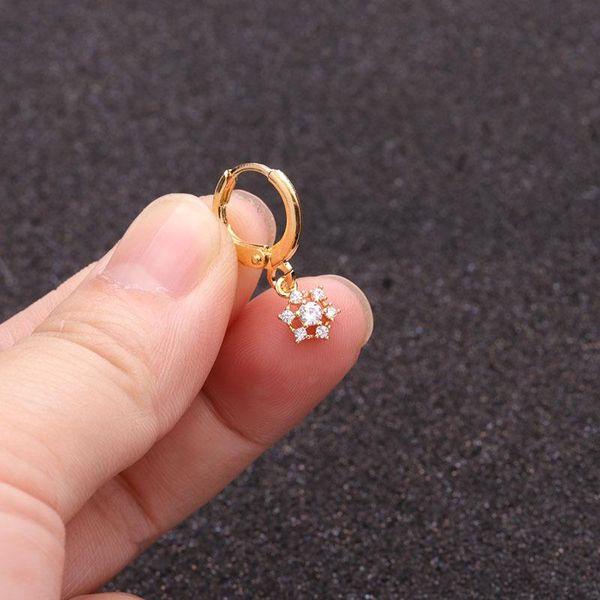 

1 шт. crystal zircon daith cz нос hoop nostril ring цветочный спираль хряда trangus серьги huggie rook plug уха пирсинг ювелирные изделия h, Black