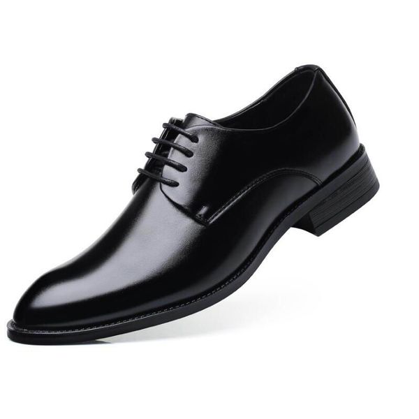 

classic designer fashion men black dress shoes leisure pu leather shoes fashion lace up brown business office shoes for man
