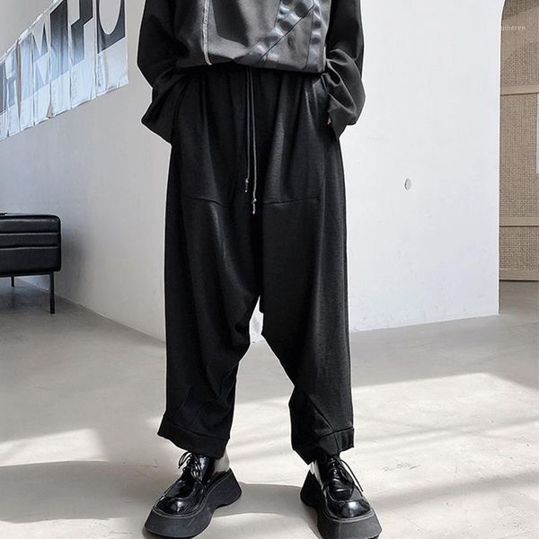 

autumn new dark series ins men's harun casual pants personality crotch pants youth hip hop low-grade1, Black