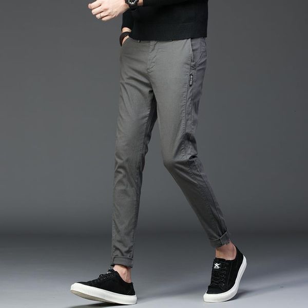 

men pants straight casual men slim trousers classic business fashion pants casual elastic long trousers men chinos pants, Black