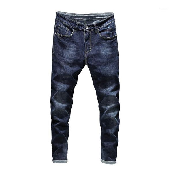 

2020 autumn winter casual jeans new fashion business stretch straight denim trousers pants male plus size 40 42 44 461, Blue