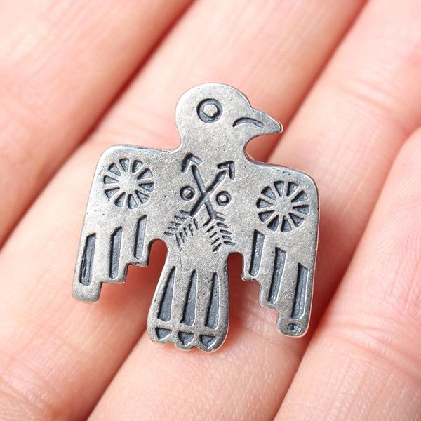 

sd925 red vintage super quality sil ver thunderbird brooch, Gray