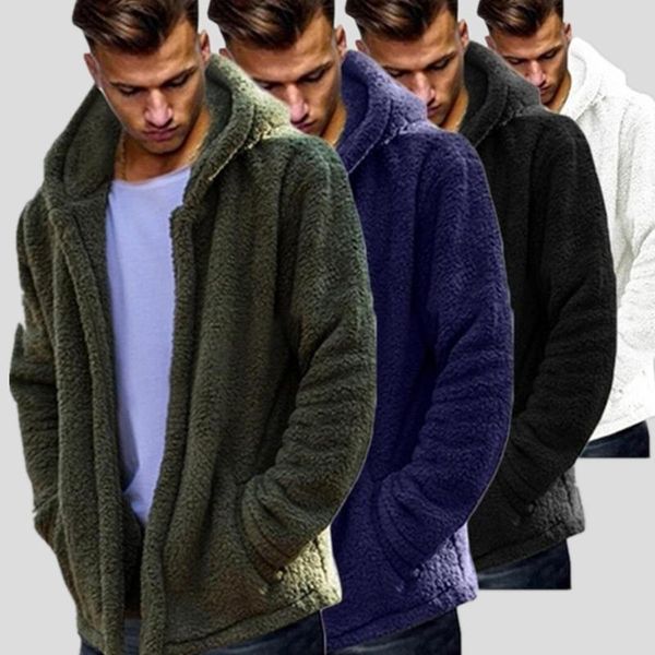 

autumn winter new men's double-sided plush hoodie jacket sweater warm hooded coat men casual loose sweater luxury coat s-3xl, Black;brown