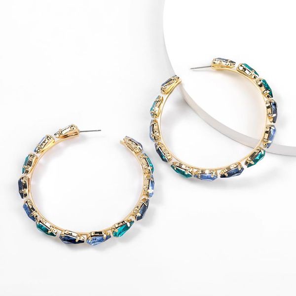 

hoop & huggie jijiawenhua trend women's big earrings rhinestone dinner statement fashion temperament selling, Golden;silver