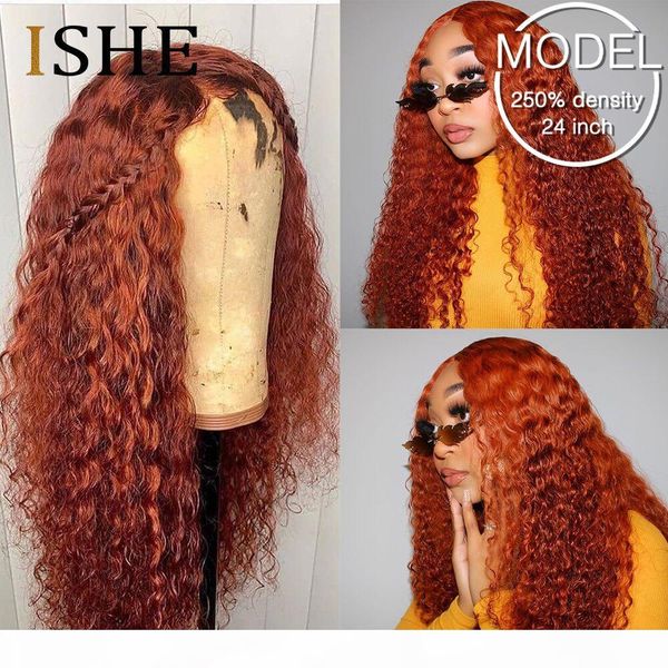 

ginger orange wig curly 13x6 lace front human hair wigs pre plucked colored human hair wigs for women black 180 density ishe