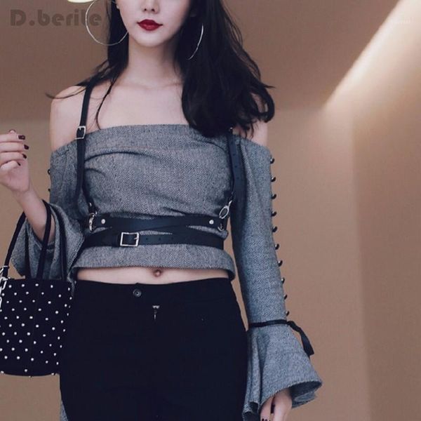 

wholesale-fashion punk harajuku o-ring body garters faux leather bondage cage sculpting harness waist belt straps suspenders belt gpd82441, Black;white