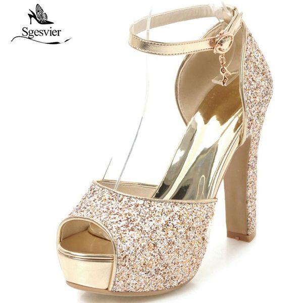 

sgesvier summer thick heels women sandals ankle strap buckle shoes woman peeptoe platform wedding party shoes size 31-43 ox363 y200702, Black